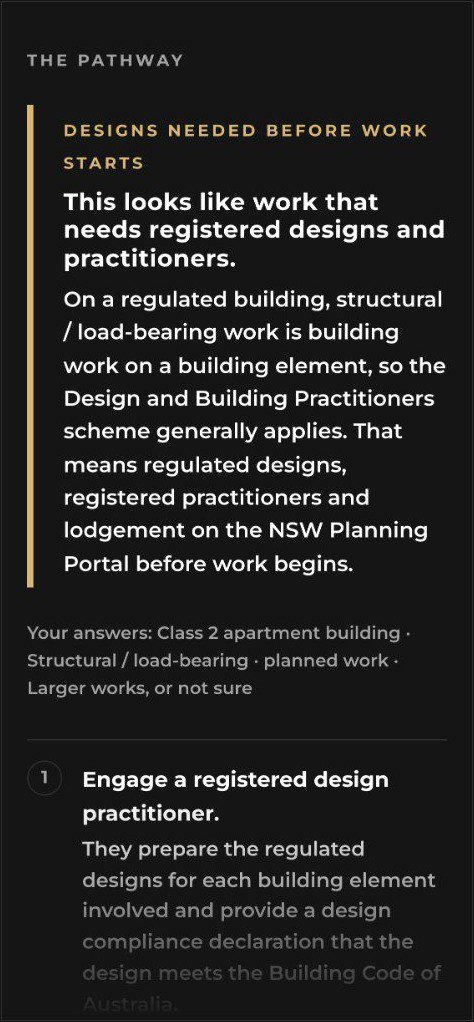 The DBP Check: the likely compliance pathway for structural work on a class 2 building